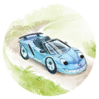 Little Blue Car Illustration