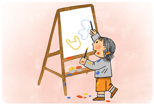 Illustration of child painting on an easel